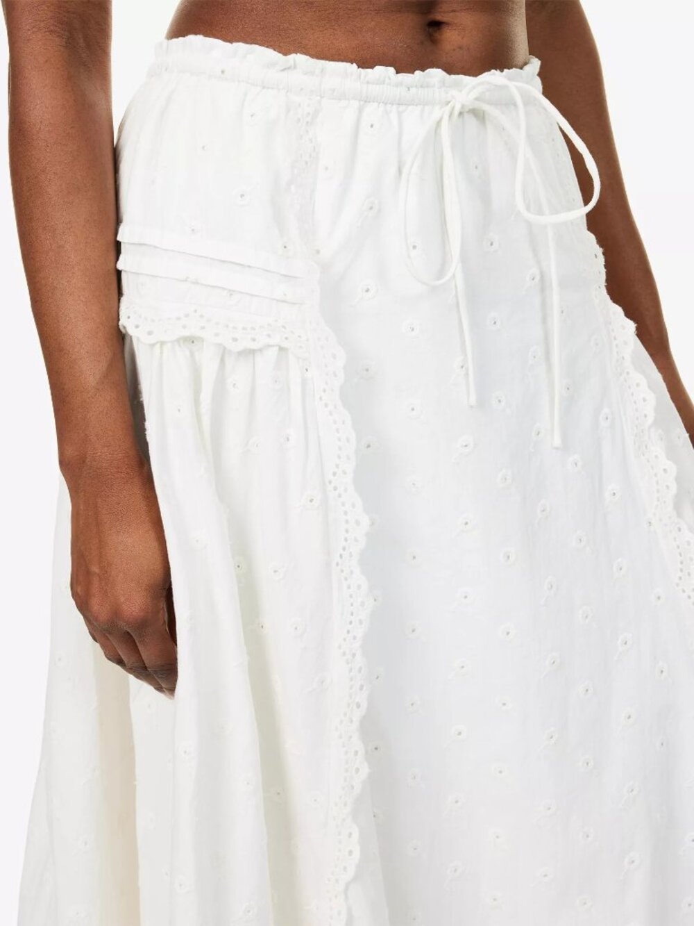 DAMSON MADDER Eyelet Puff Midi Skirt Cotton White 12 - Picture 4 of 9